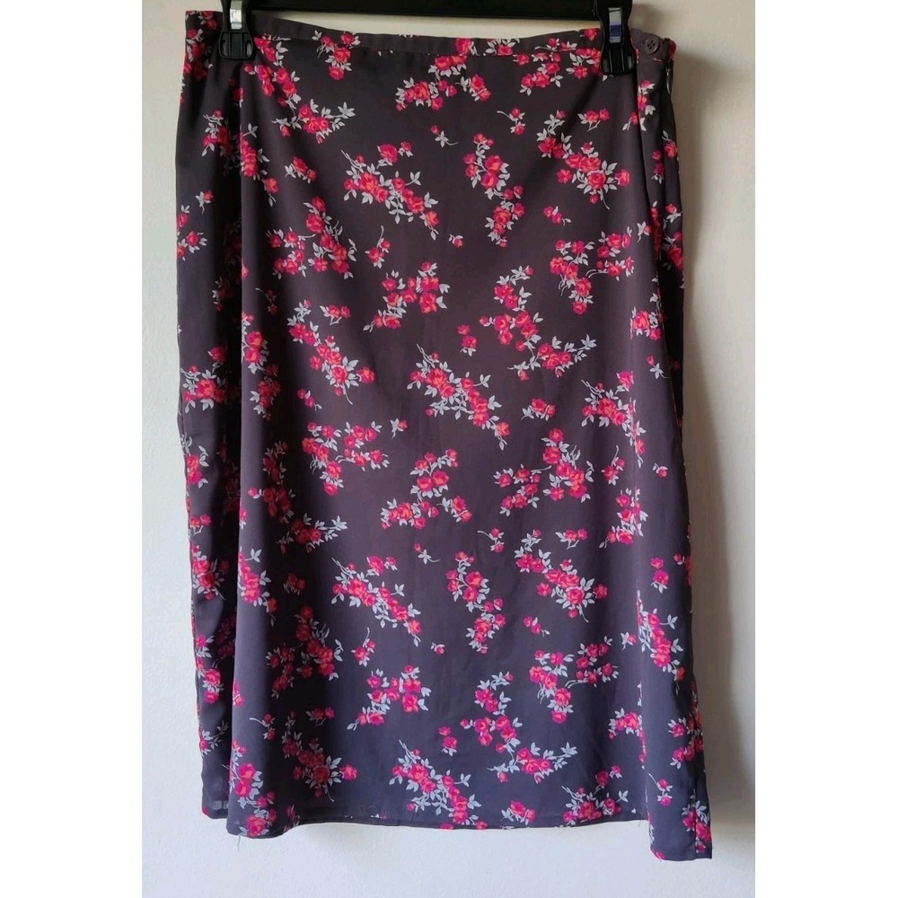 The Limited‎ Women's Pencil Knee Length Skirt Gray Floral Side Zip/Button Size 8